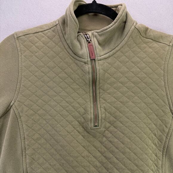 L.L. Bean Women’s Olive Quilted Quarter-Zip Pullover Sweater Size XS - Picture 7 of 10